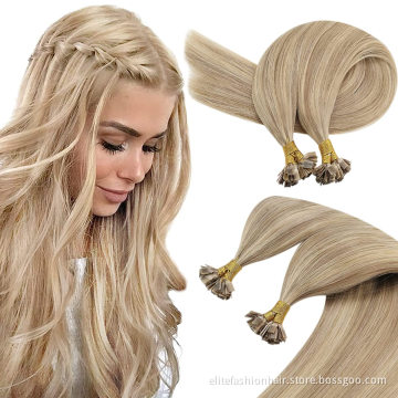 Wholesale flat tip hair vendors invisible stick flat tip hair extension double drawn human hair remy flat tip bonds extensions